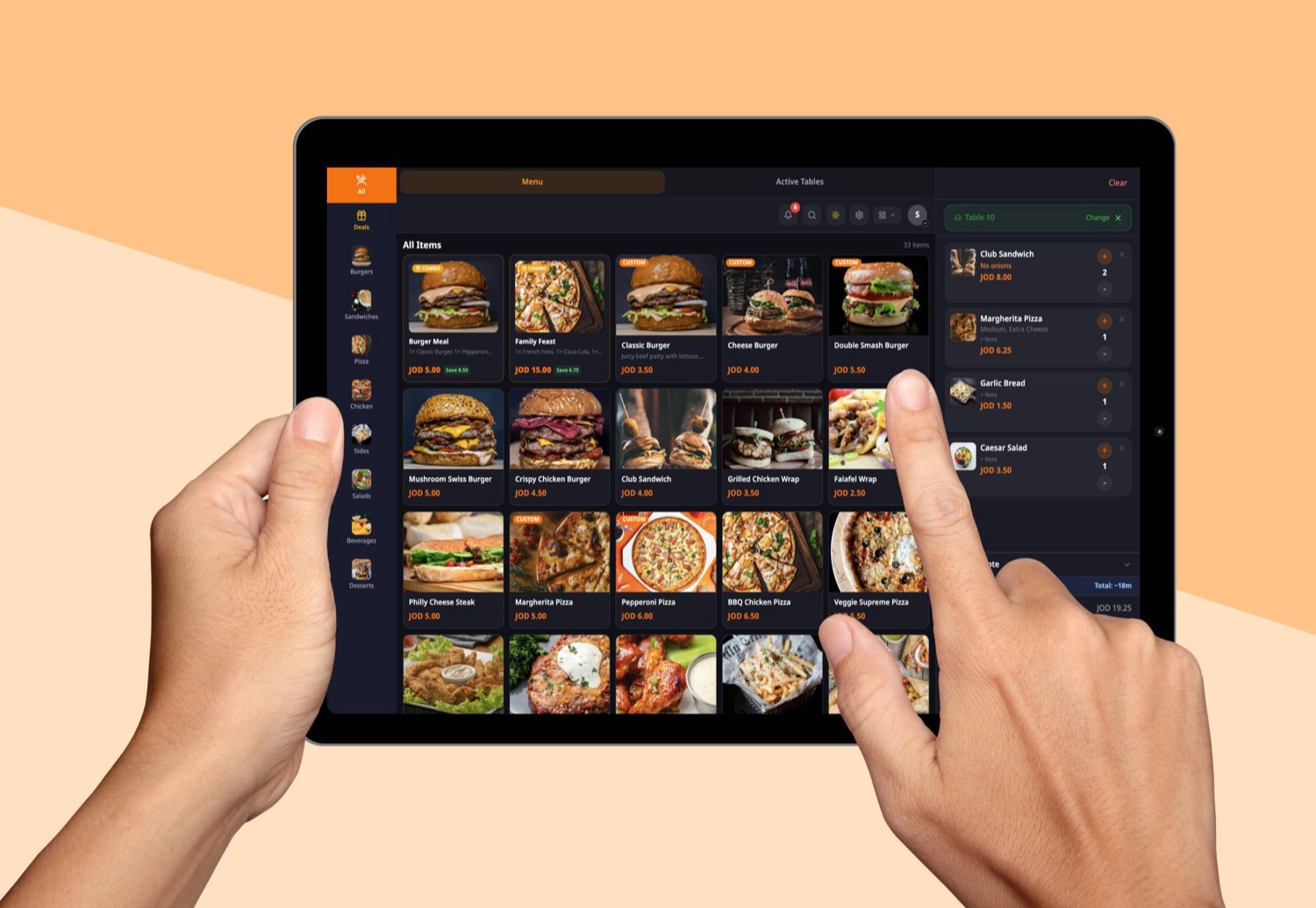 Tawlat order-panel terminal in a cloud kitchen